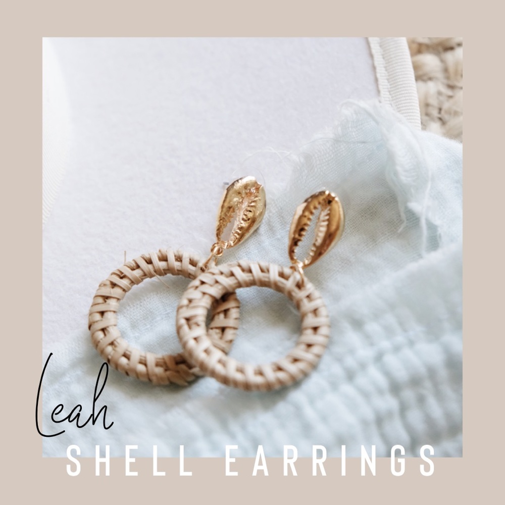 “Leah” Gold Cowrie Shell Earrings